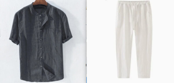 Men's Shirt New Short Sleeve Summer Stand Collar - Image 6