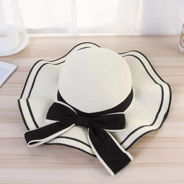Summer Sun Hat Women Straw Hats Sunshade Panama  Fashion Bow Beach Hat Foldable Travel Caps - Image 3