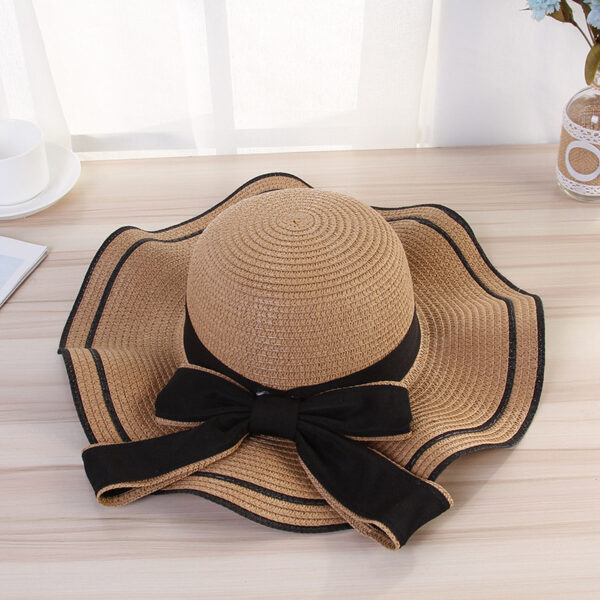 Summer Sun Hat Women Straw Hats Sunshade Panama  Fashion Bow Beach Hat Foldable Travel Caps - Image 2