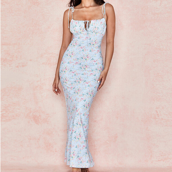 Summer Floral Print Dress Women Sexy Party Long Dresses Puff Short Sleeve - Image 9