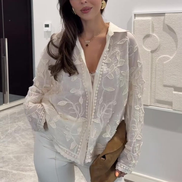 Heavy Industry Leaf Embroidery Cardigan Long Sleeve Top - Image 9