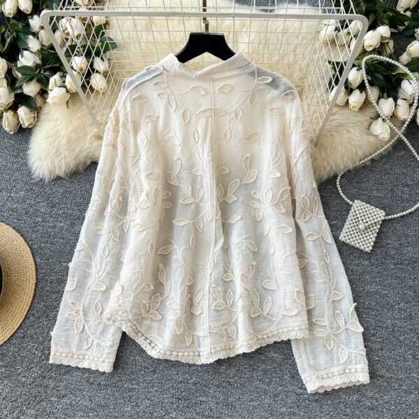 Heavy Industry Leaf Embroidery Cardigan Long Sleeve Top - Image 5