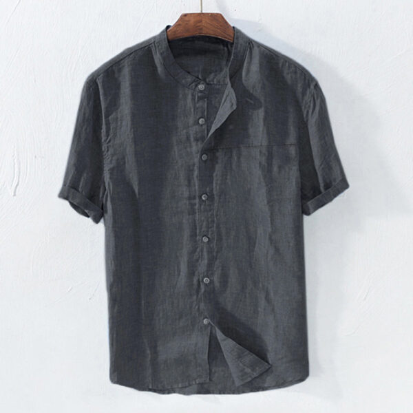 Men's Shirt New Short Sleeve Summer Stand Collar - Image 3
