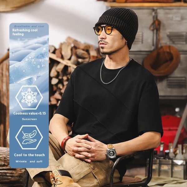 Men's Casual Loose Cotton Short Sleeved T-shirt - Image 5