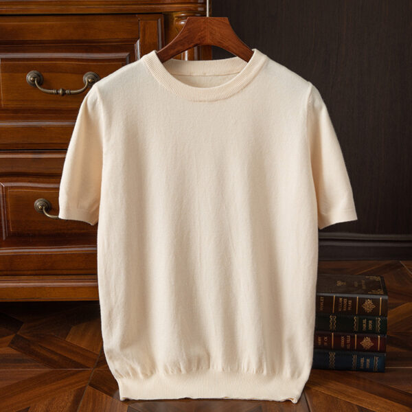 Men's Short-sleeved T-shirt Korean-style Trendy Round Neck Half-sleeve Sweater - Image 3