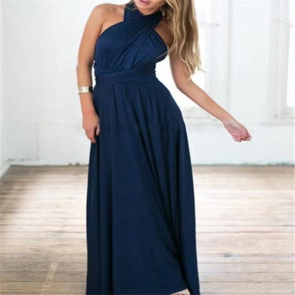 V-neck Long Dress Women Cross Strap Beauty Back Design Party Dresses - Image 7