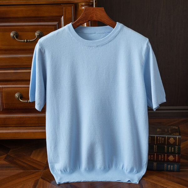 Men's Short-sleeved T-shirt Korean-style Trendy Round Neck Half-sleeve Sweater