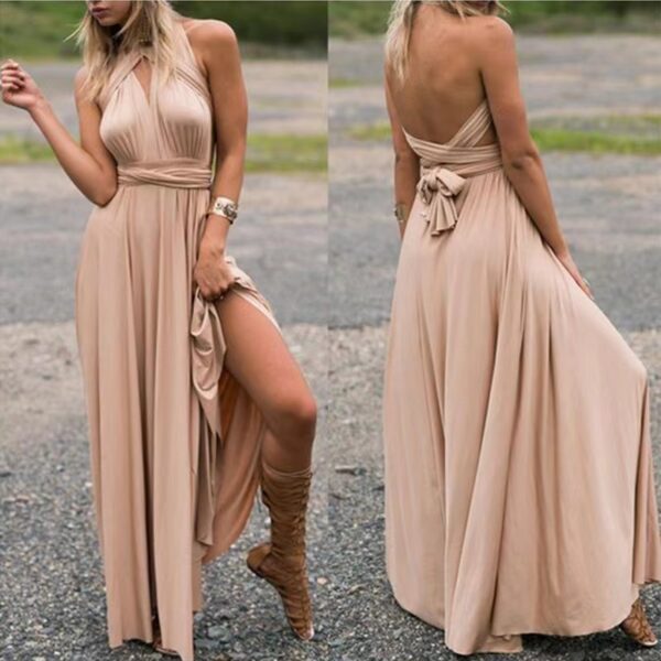 V-neck Long Dress Women Cross Strap Beauty Back Design Party Dresses - Image 8