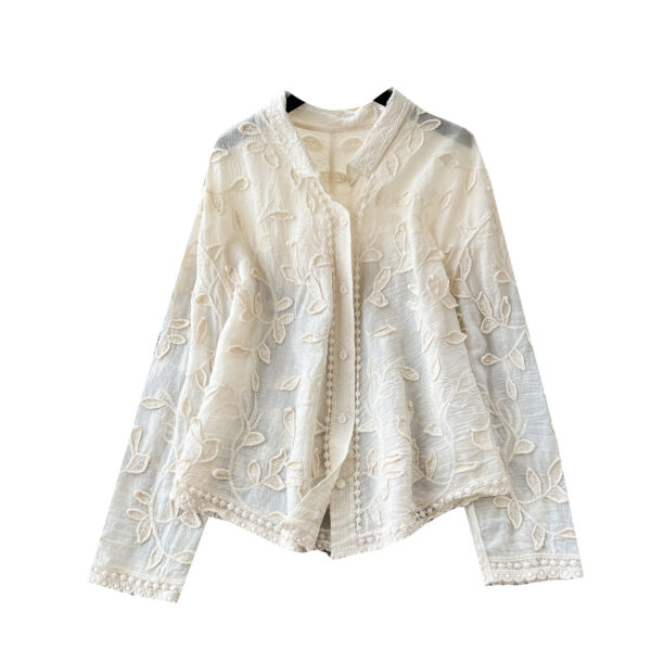 Heavy Industry Leaf Embroidery Cardigan Long Sleeve Top - Image 7