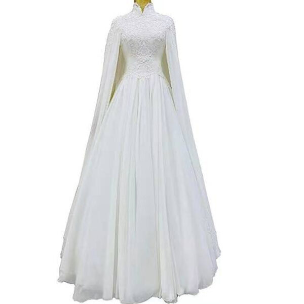 Lace Slim Long Sleeve Fishtail Wedding Dress - Image 2
