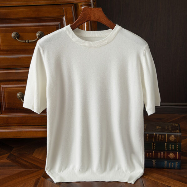 Men's Short-sleeved T-shirt Korean-style Trendy Round Neck Half-sleeve Sweater - Image 2