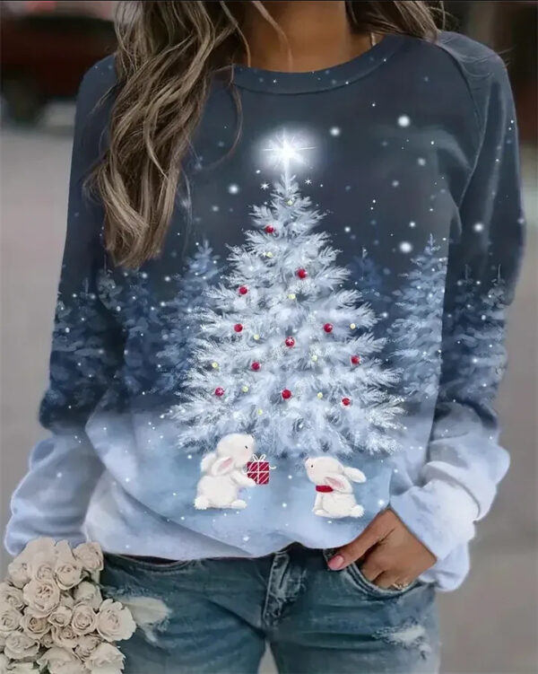 Fashion Floral Print Long-sleeved Women's Sweater - Image 3