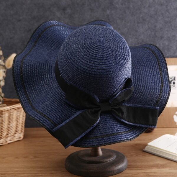 Summer Sun Hat Women Straw Hats Sunshade Panama  Fashion Bow Beach Hat Foldable Travel Caps - Image 6