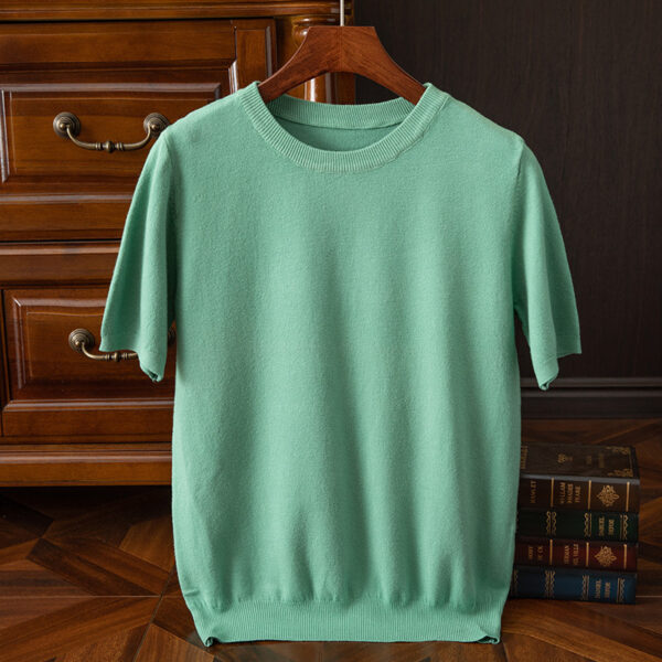 Men's Short-sleeved T-shirt Korean-style Trendy Round Neck Half-sleeve Sweater - Image 8