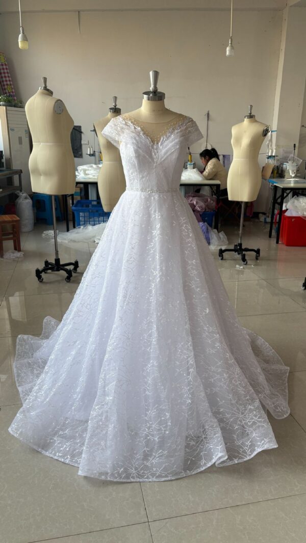 Off-shoulder Light Wedding Dress Bridal Main Yarn Lace Wedding Veil Small Trailing - Image 2