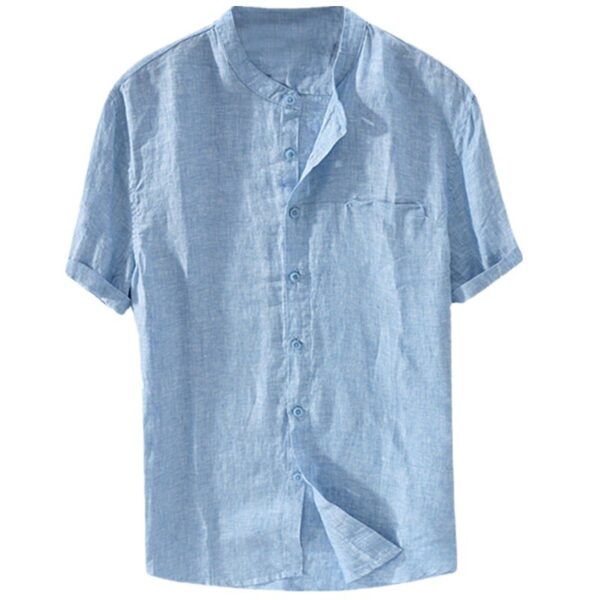 Men's Shirt New Short Sleeve Summer Stand Collar - Image 5