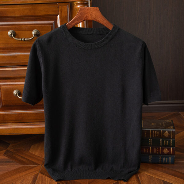 Men's Short-sleeved T-shirt Korean-style Trendy Round Neck Half-sleeve Sweater - Image 6