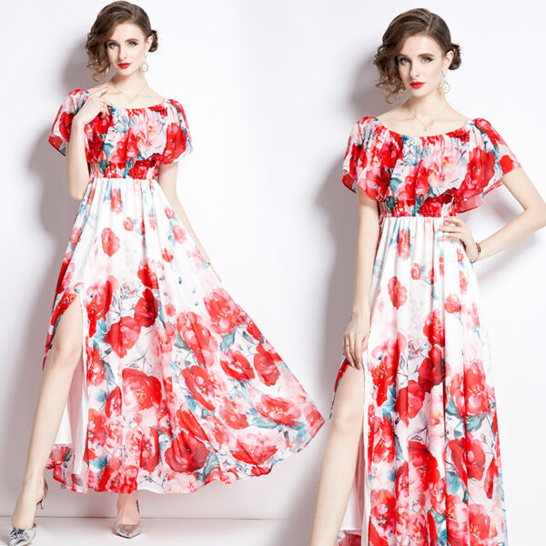 Summer Split Chiffon Dress Women - Image 4