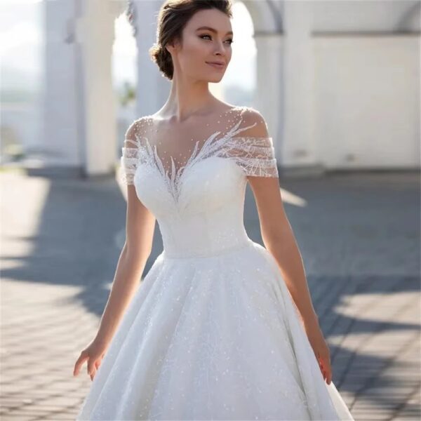 Off-shoulder Light Wedding Dress Bridal Main Yarn Lace Wedding Veil Small Trailing - Image 4